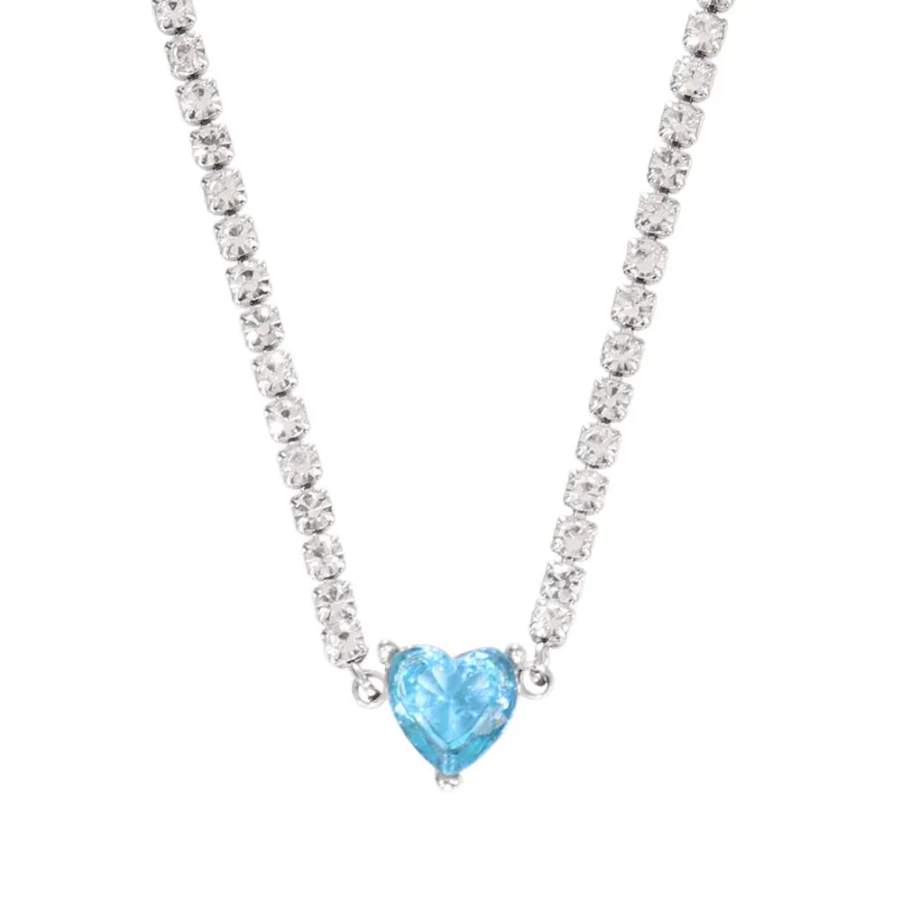 Necklace Tennis Chain Hip Hop Square Pendant Necklace Star Heart Zircon Choker Necklaces For Women Jewelry