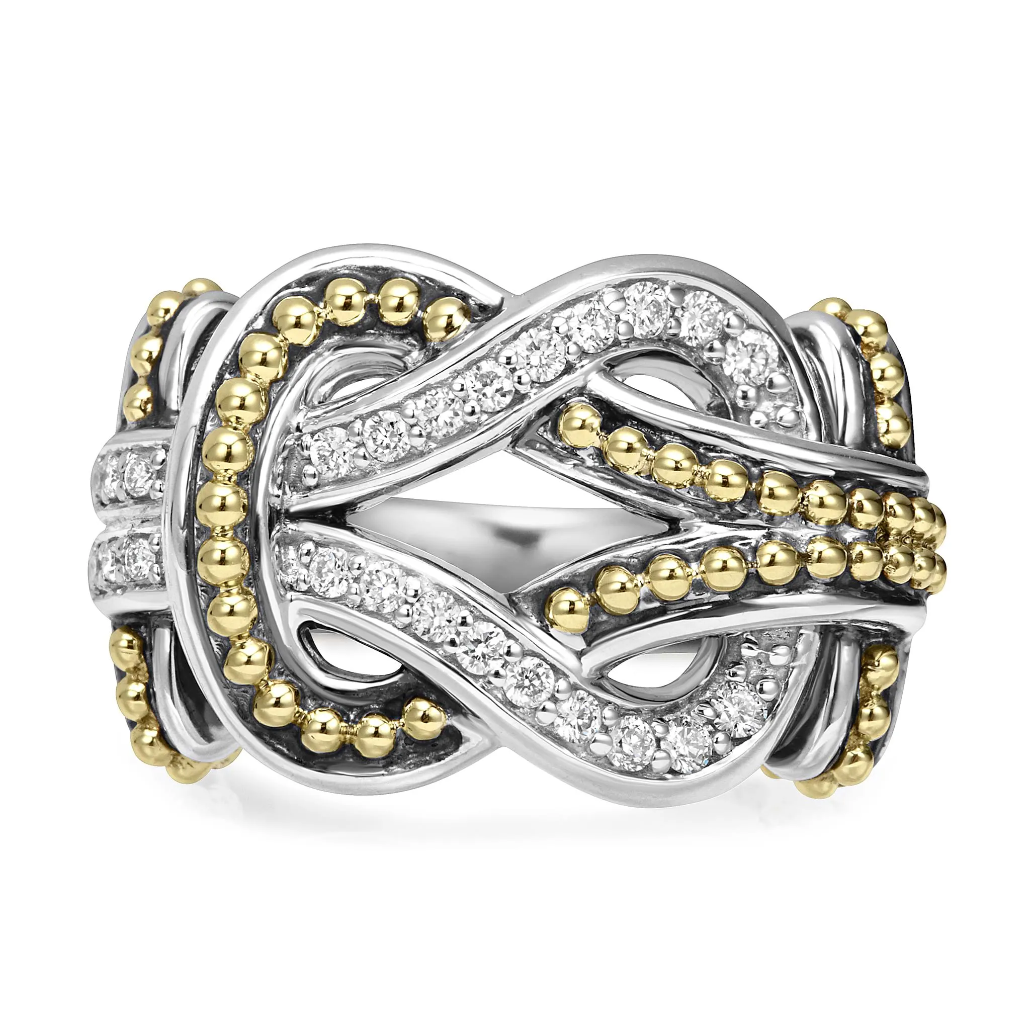 Newport Two-Tone Knot Diamond Statement Ring