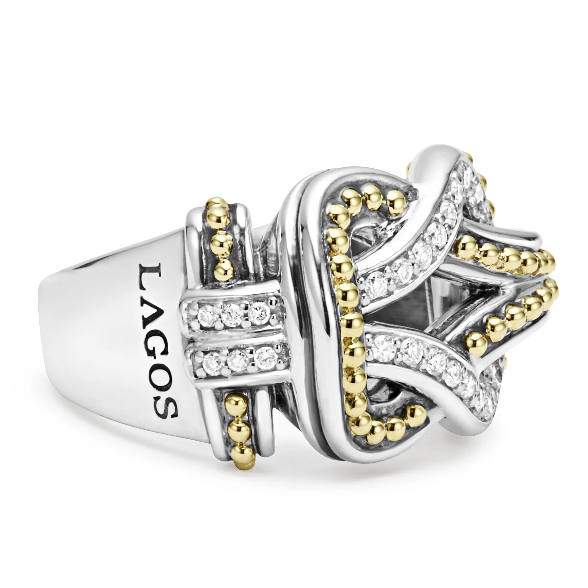 Newport Two-Tone Knot Diamond Statement Ring