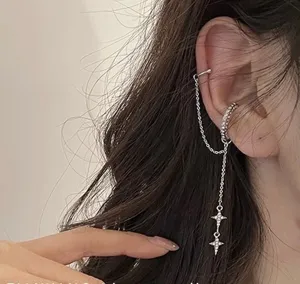 No Piercing Silver North Star cuff earrings