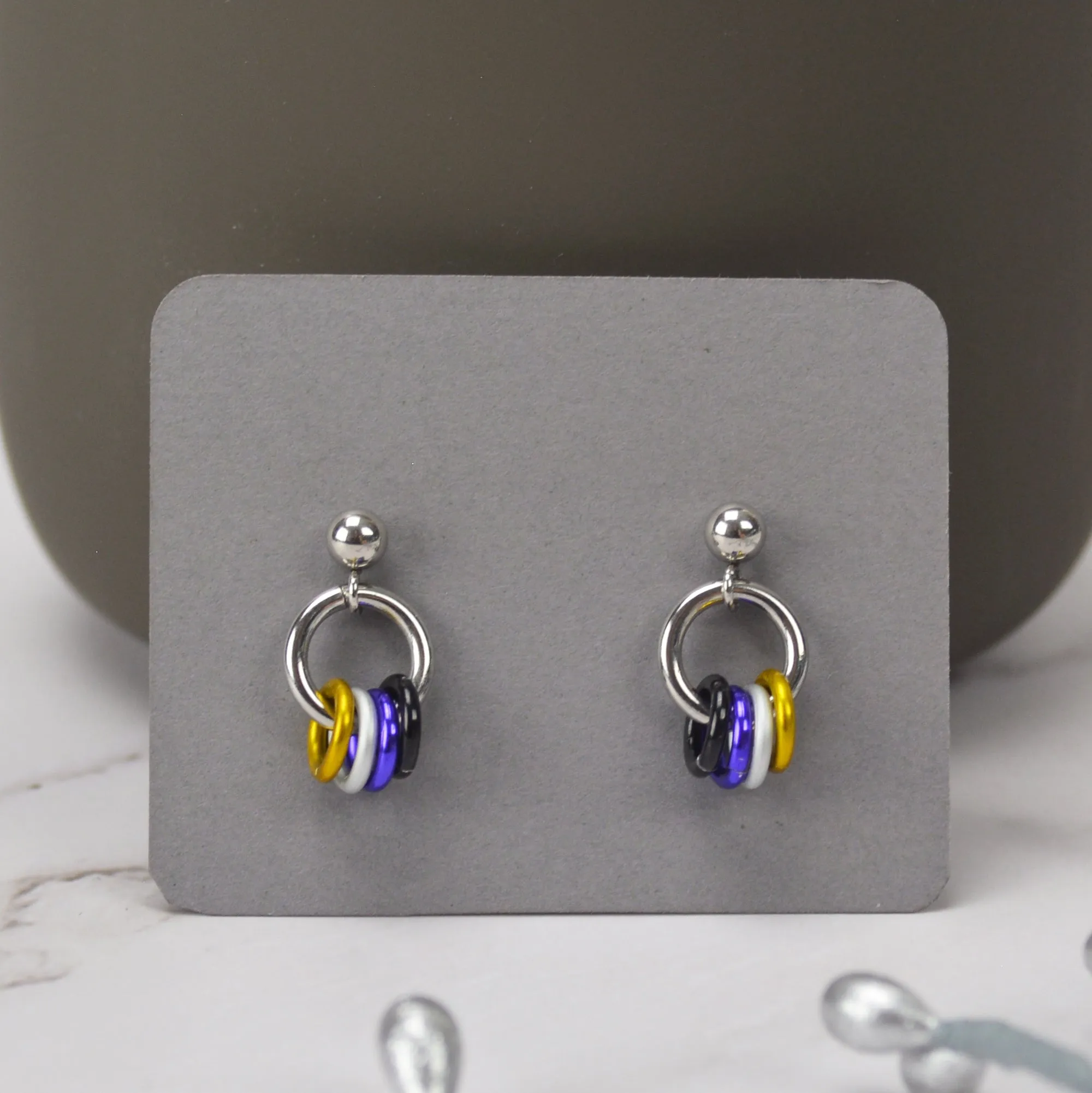 Nonbinary Pride - Tiny Flag Earring Studs