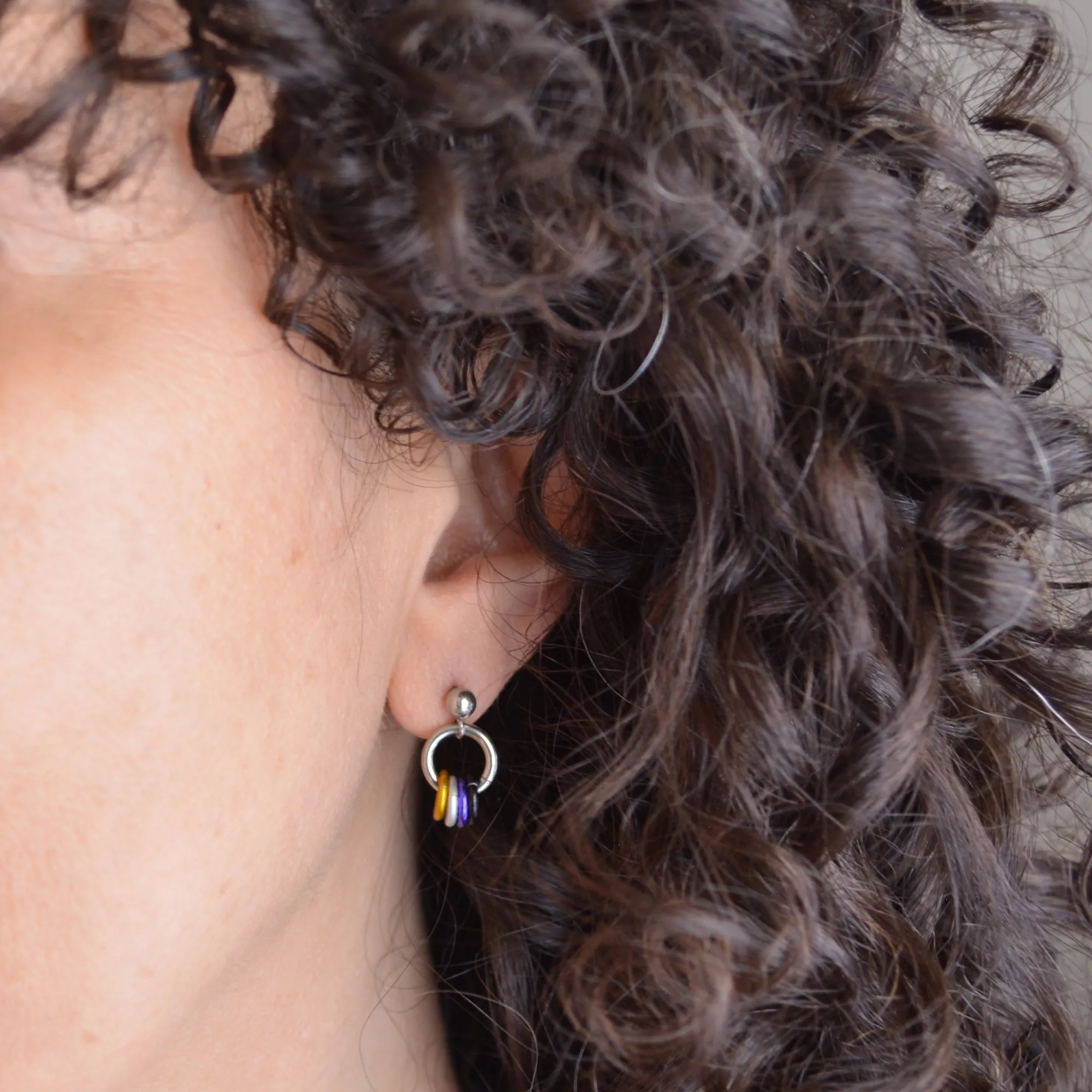 Nonbinary Pride - Tiny Flag Earring Studs