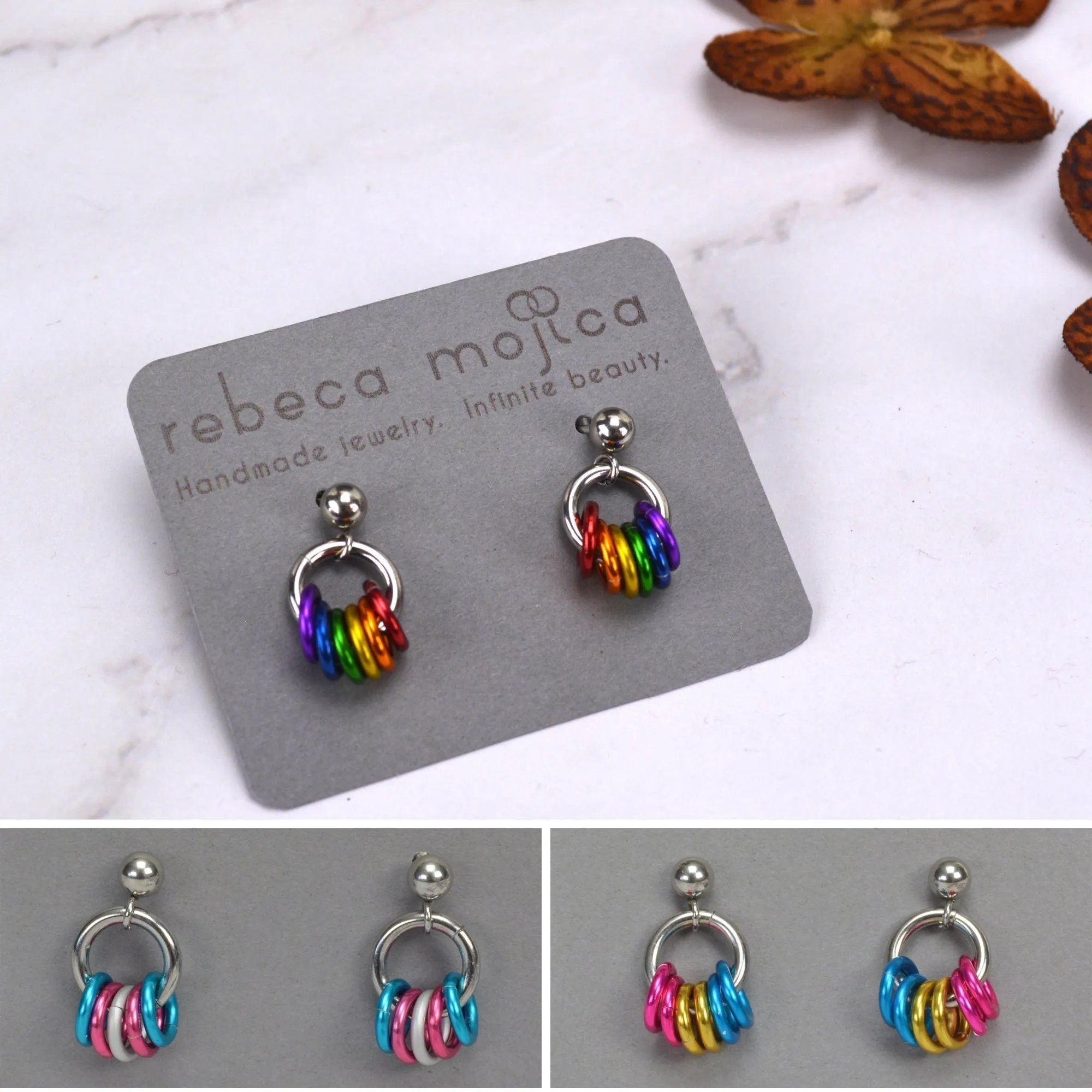 Nonbinary Pride - Tiny Flag Earring Studs