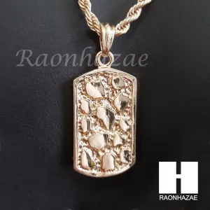 NUGGET DOG TAG ROPE CHAIN DIAMOND CUT 30" CUBAN LINK CHAIN NECKLACE S59