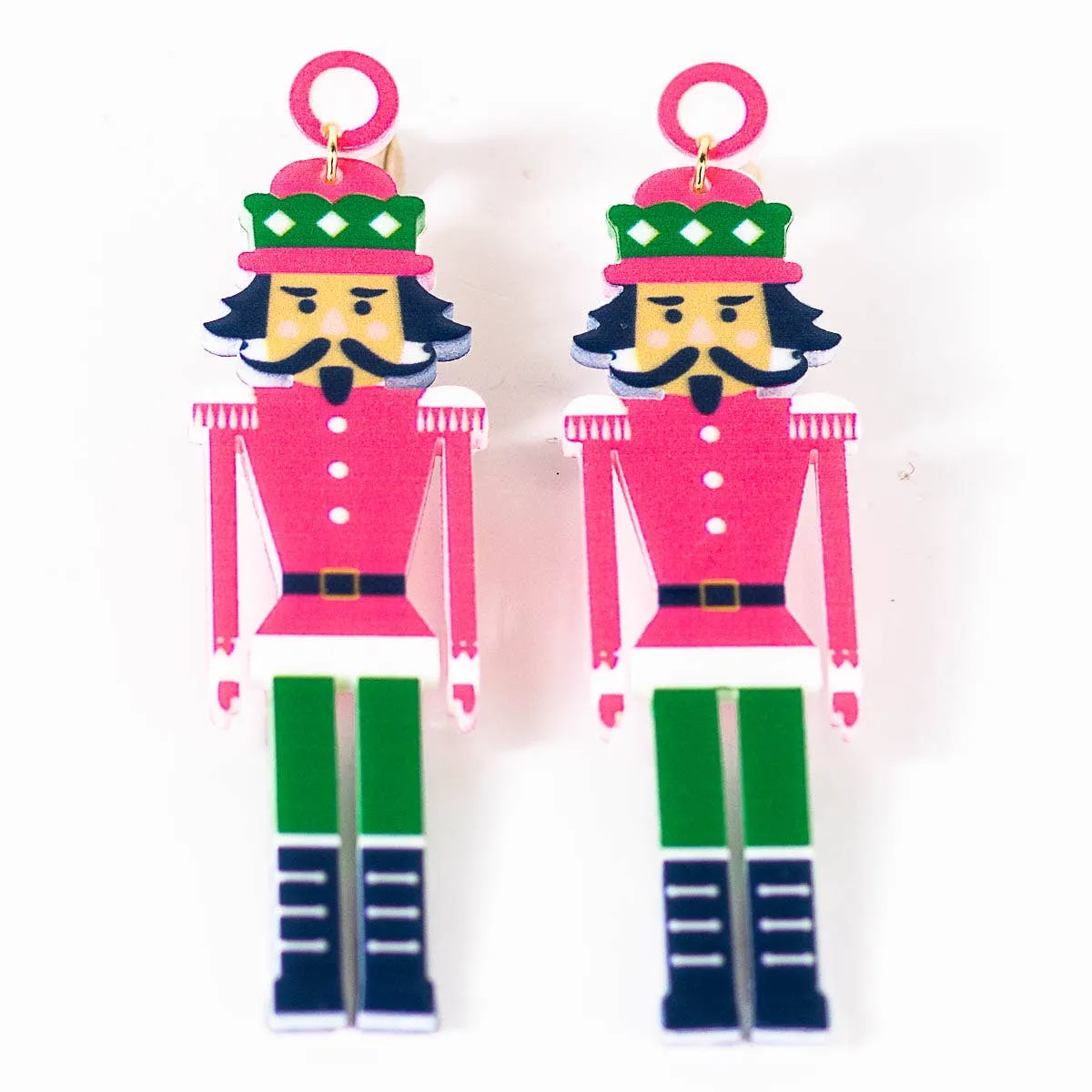 NUTCRACKER MARCH EARRINGS  PINK/GREEN