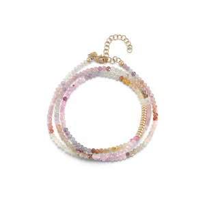 Ombré Sapphire Birthstone Bead Necklace & Triple Wrap Bracelet