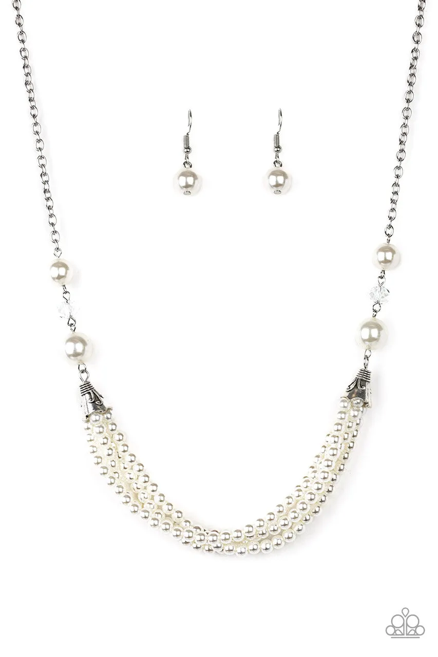 One-WOMAN Show - White - Layered Pearl Paparazzi Short Necklace