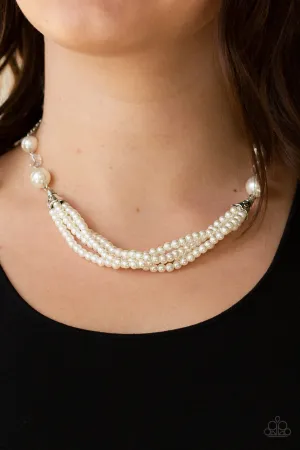 One-WOMAN Show - White - Layered Pearl Paparazzi Short Necklace