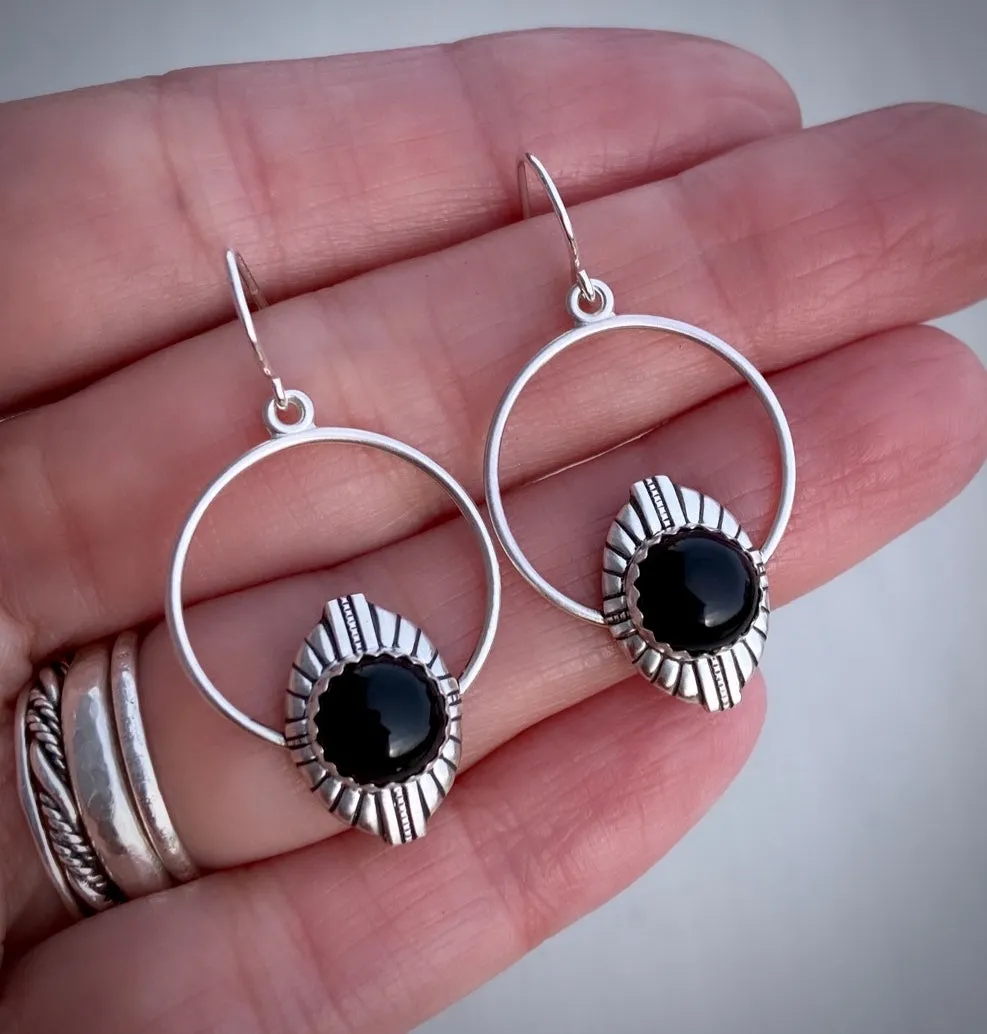 Onyx Hoop Earrings