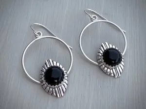 Onyx Hoop Earrings