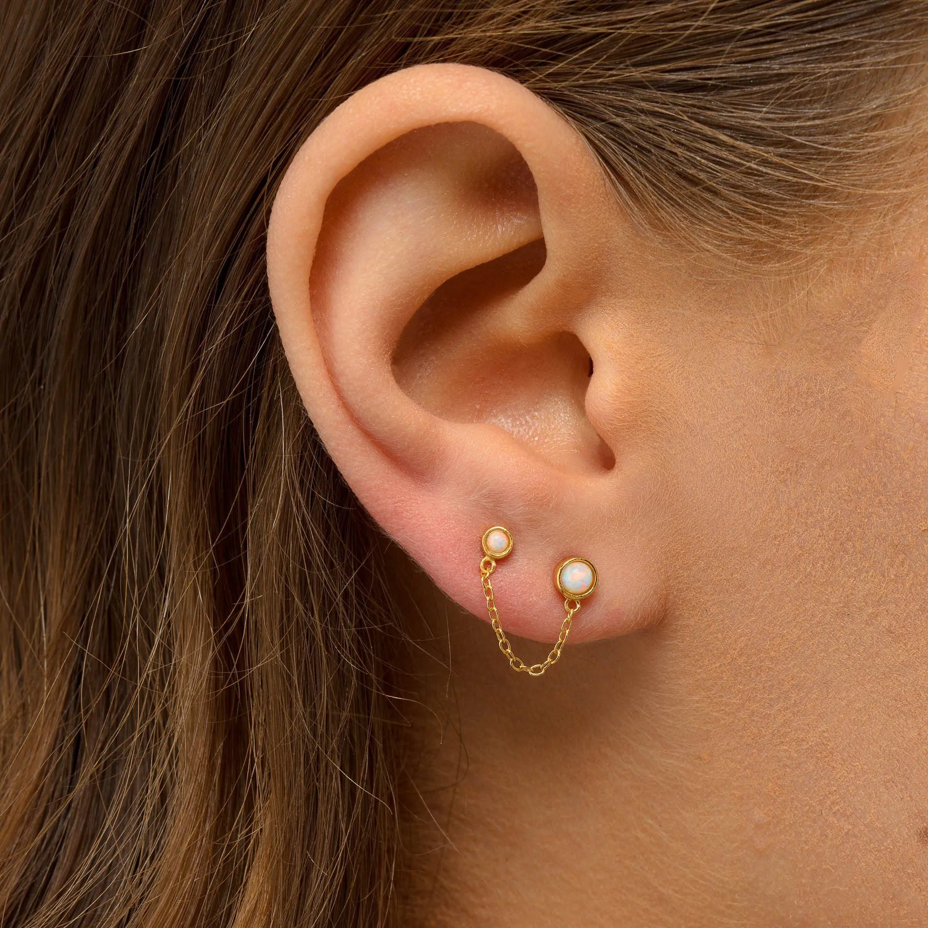 Opal Chain Stud Earring
