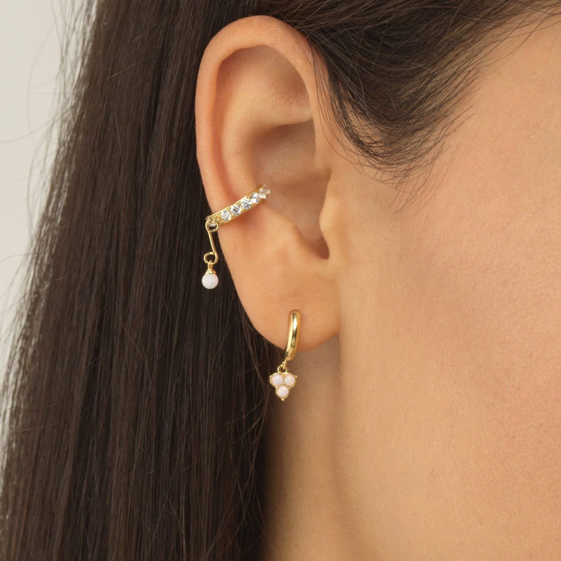 Opal Cluster Huggie Earring