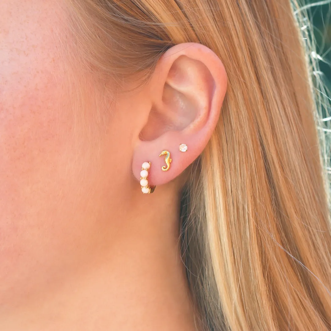 Opal Huggie Hoop Earrings