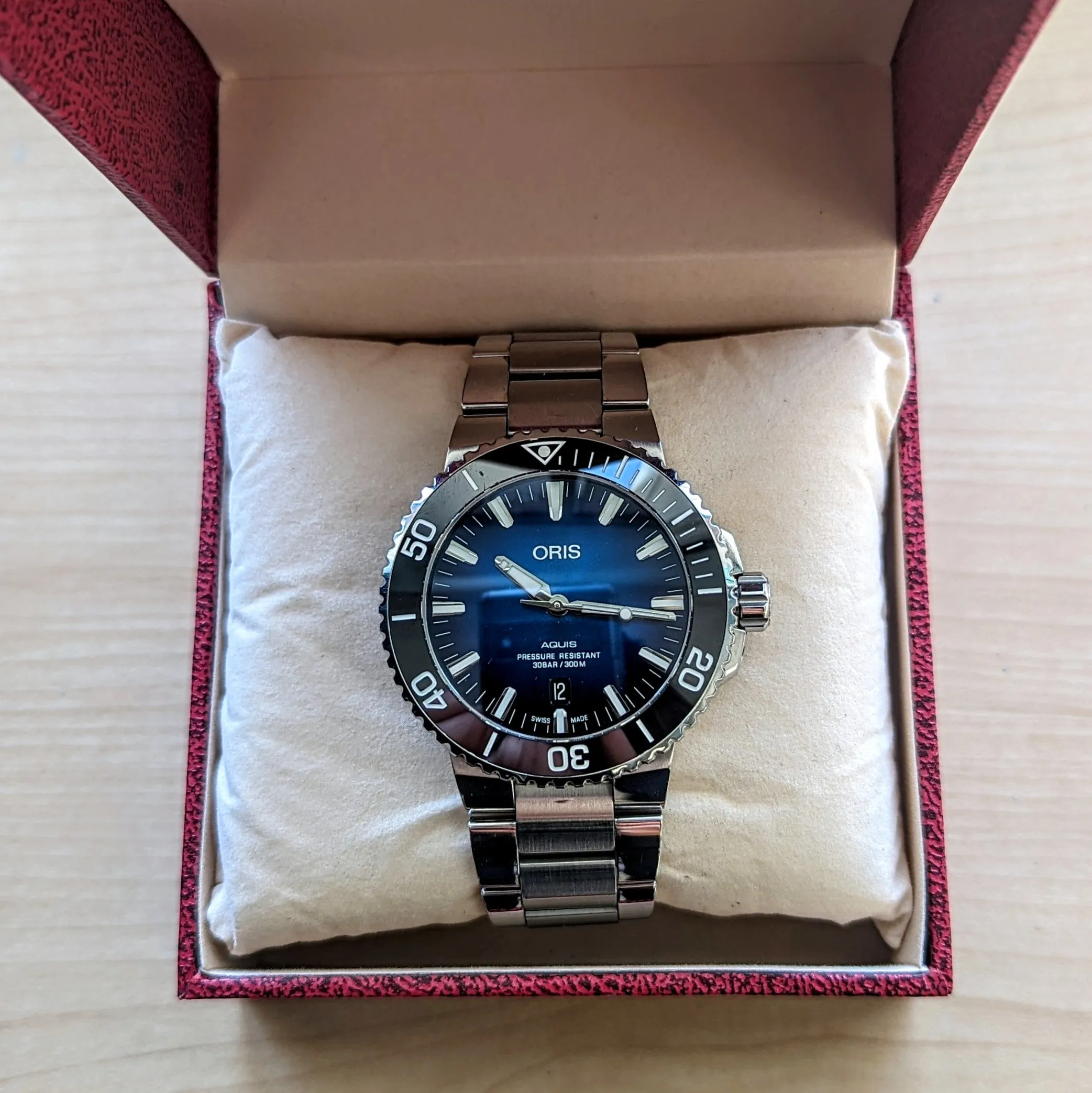ORIS AQUIS Date Automatic Watch 7730 Dive Wristwatch Blue Dial Clipperton Limited Edition