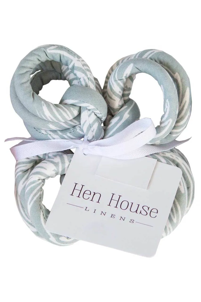 palm mineral gray printed cloth napkin rings