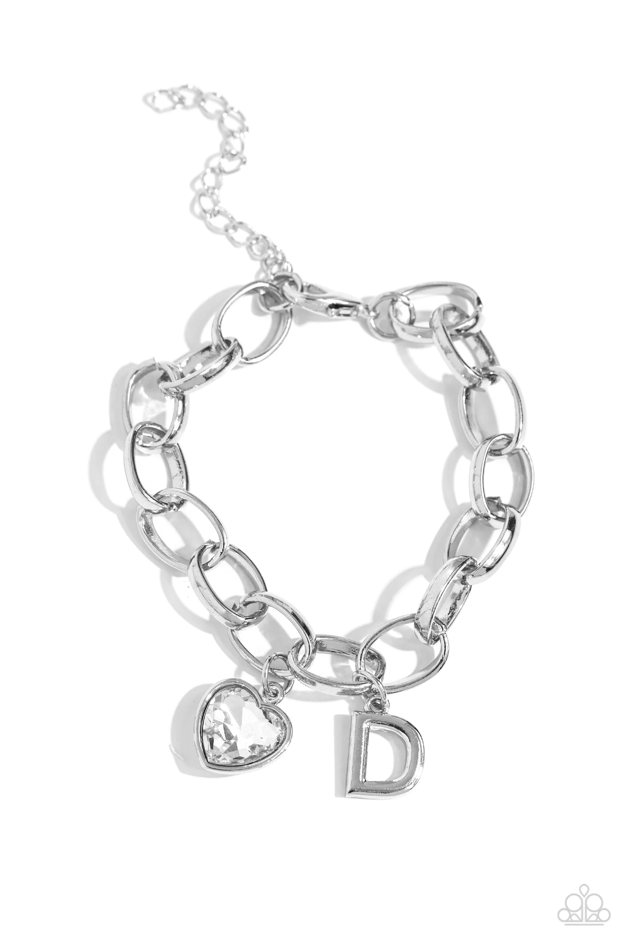 Paparazzi - Guess Now Its INITIAL - White - D Bracelet