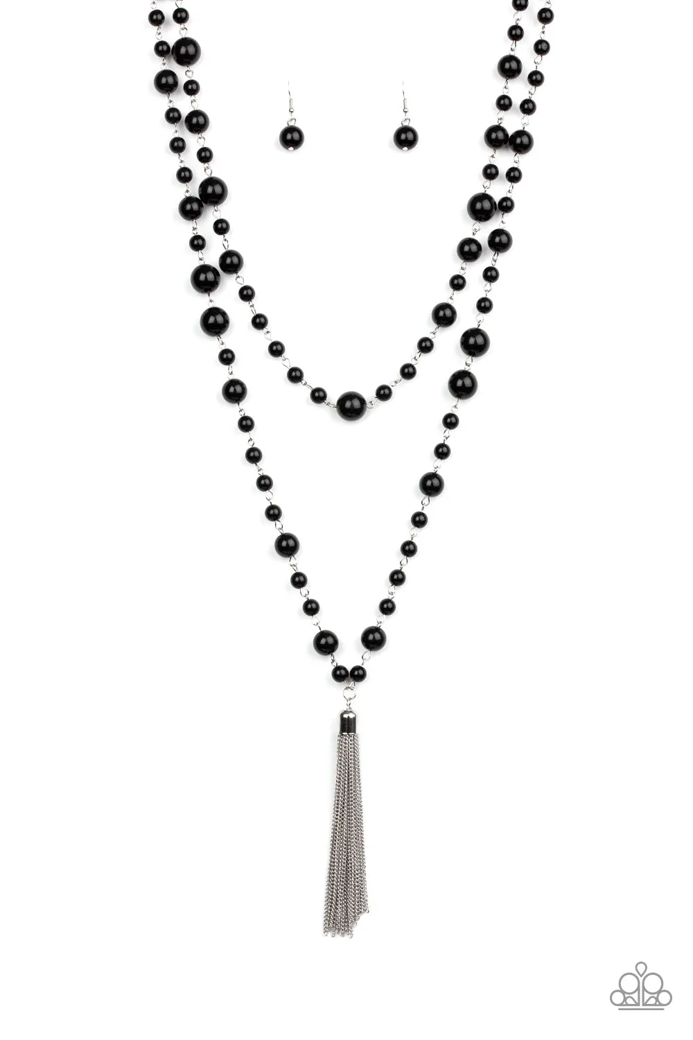 Paparazzi -Social Hour - Black Beaded Necklace