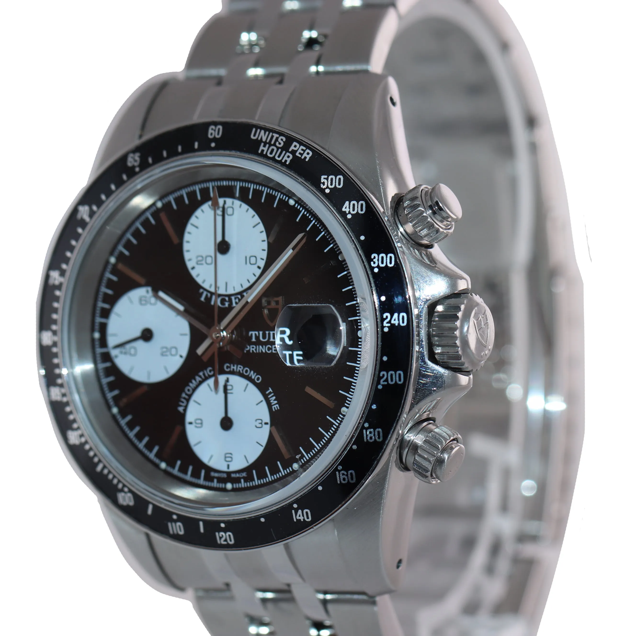 PAPERS Tudor Prince Date 79280 Black Panda Chrono Jubilee Watch