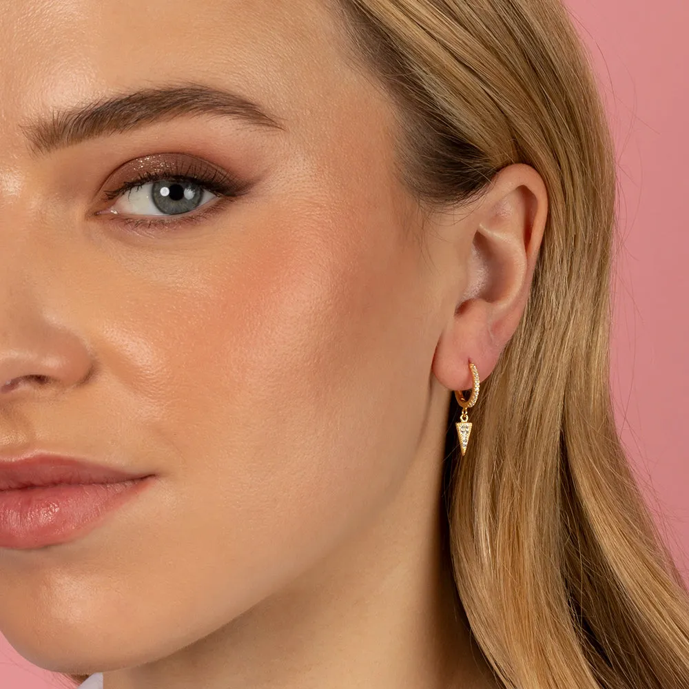 Pavé Dangling Dagger Huggie Earring