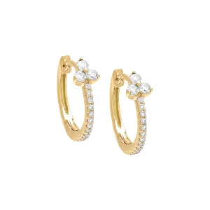 Pavé Diamond Cluster Huggie Earring 14K