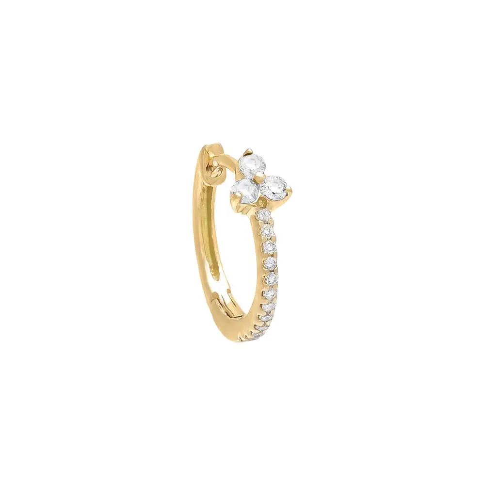 Pavé Diamond Cluster Huggie Earring 14K