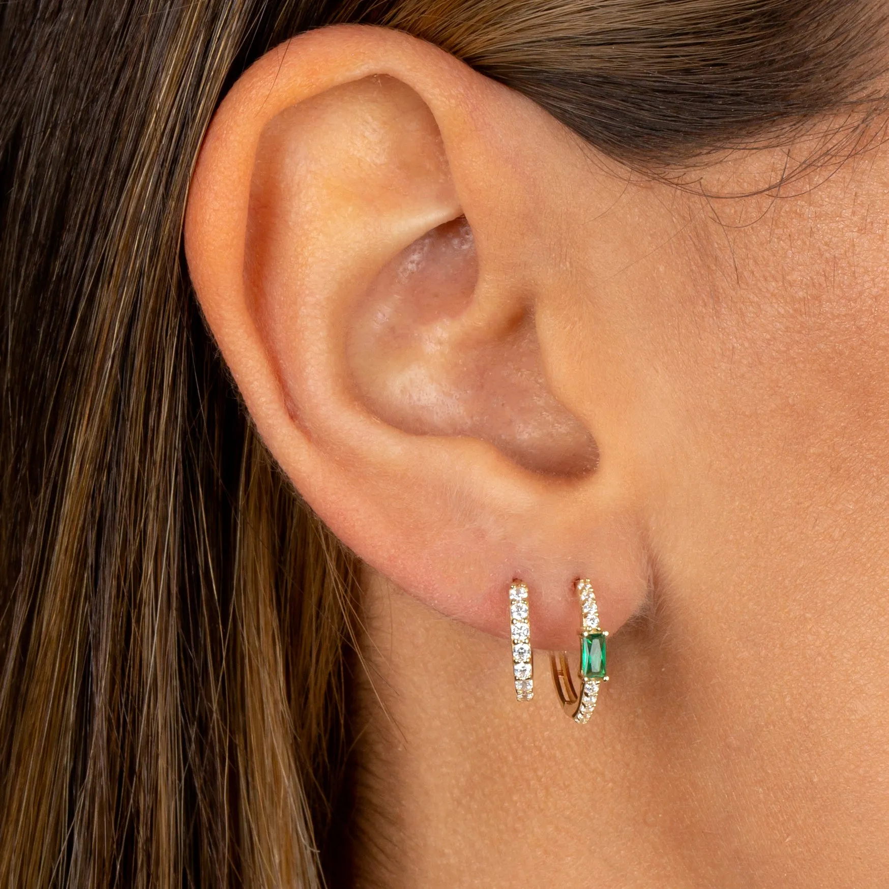 Pavé Double Sided Huggie Earring 14K