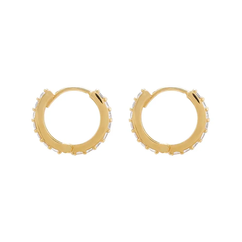 Pavé Double Sided Huggie Earring 14K