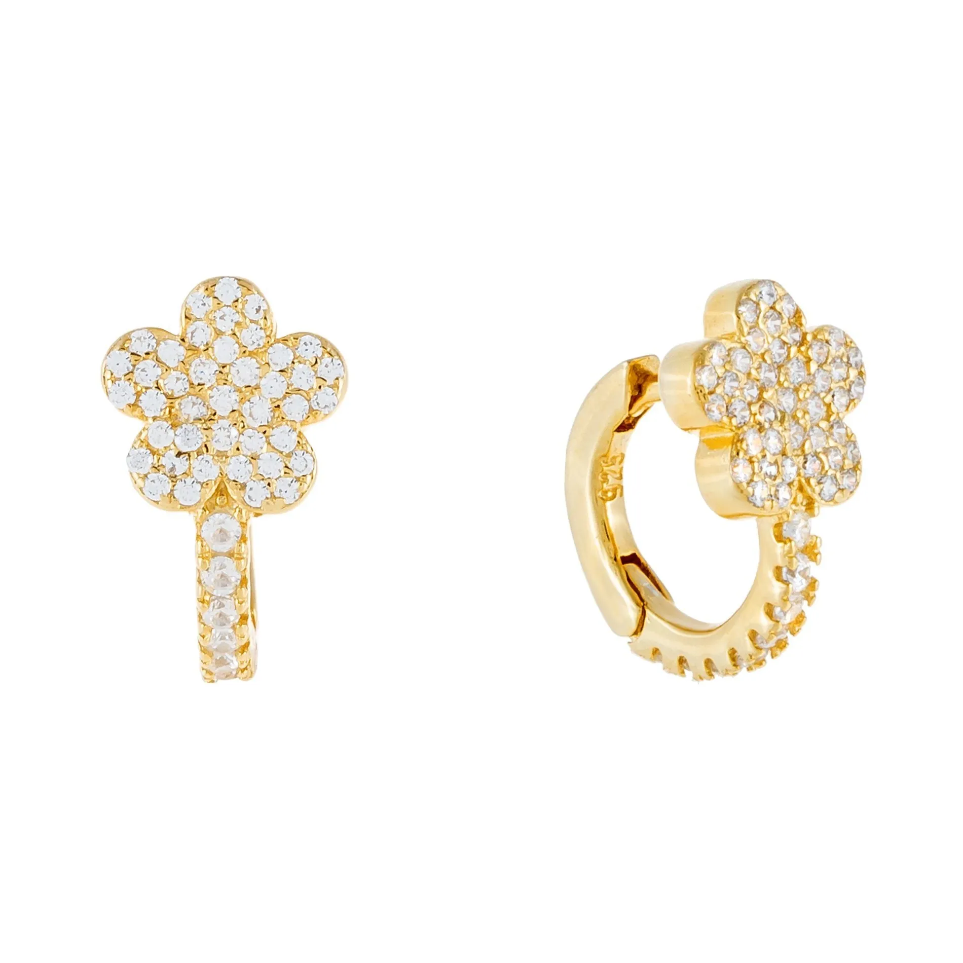 Pavé Flower Huggie Earring