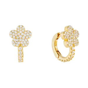 Pavé Flower Huggie Earring