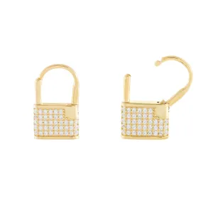 Pavé Lock Huggie Earring