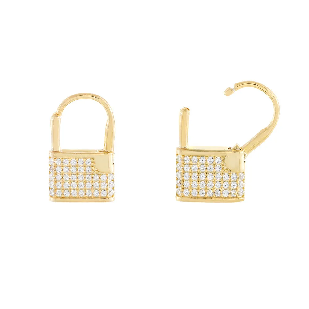 Pavé Lock Huggie Earring