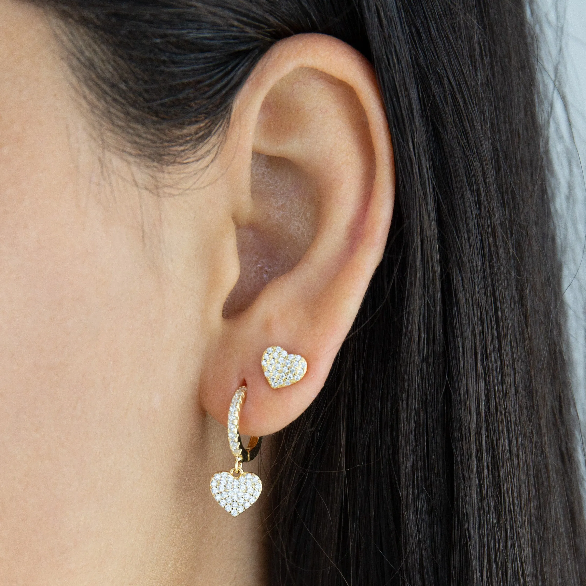Pavé Mini Heart Huggie Earring