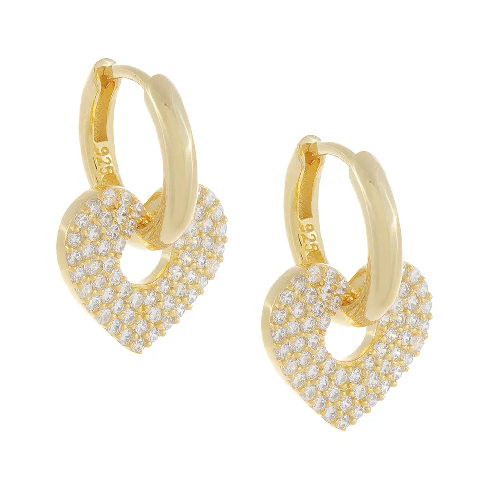 Pavé Open Heart Huggie Earring