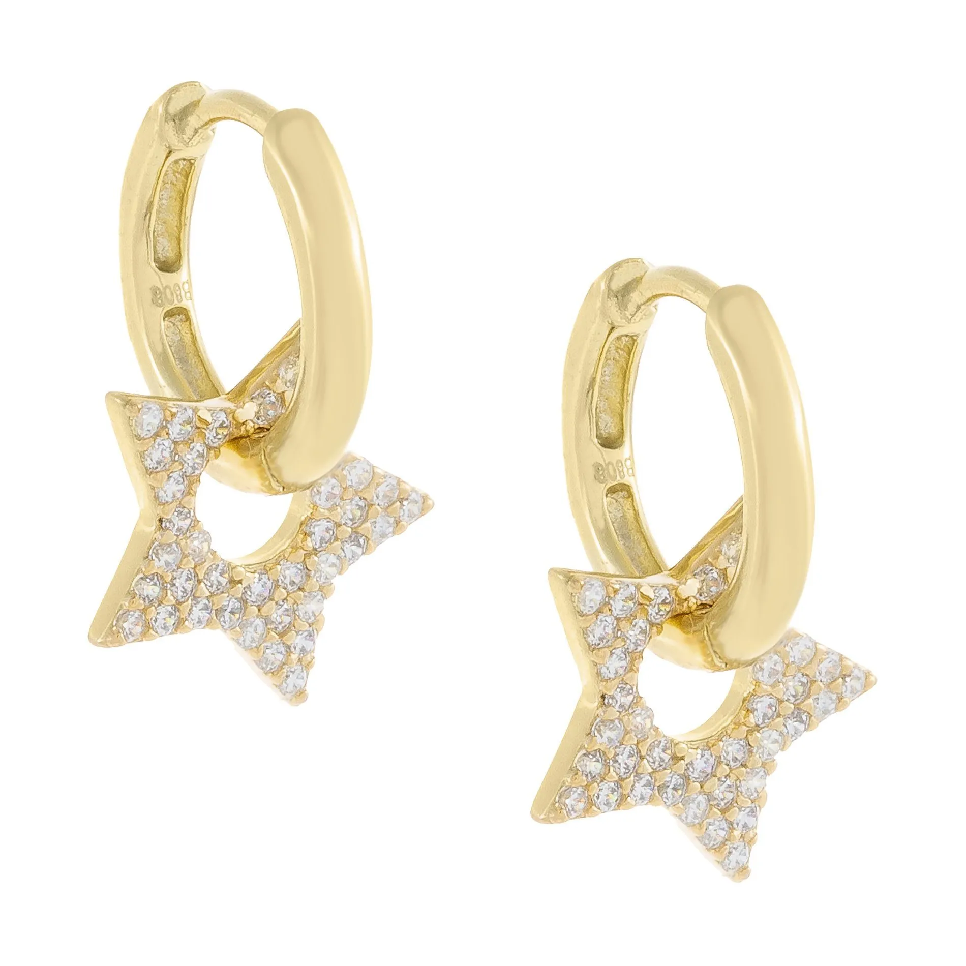 Pavé Open Star Huggie Earring
