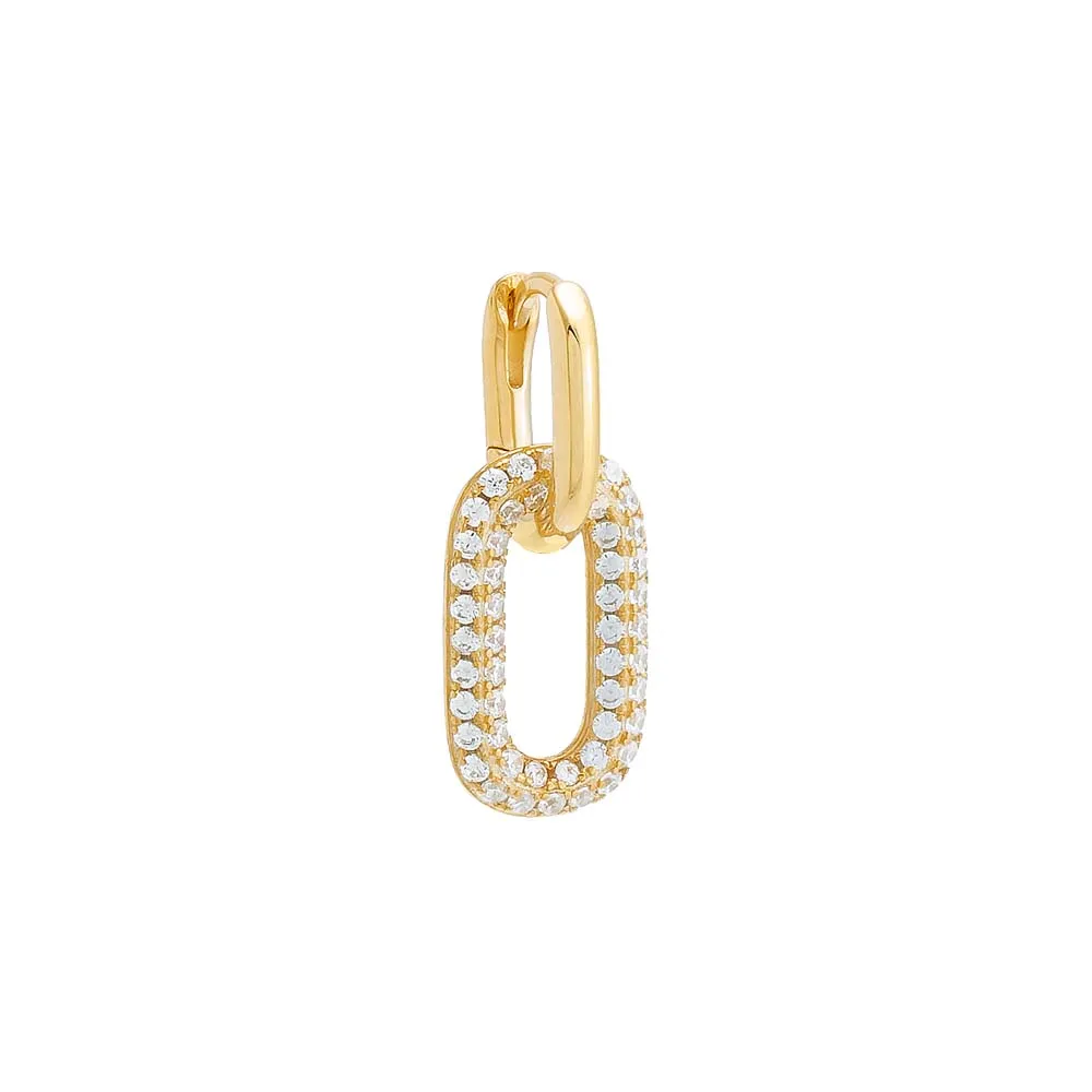 Pavé Oval Shaped Drop Huggie Earring