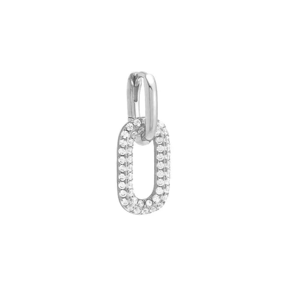Pavé Oval Shaped Drop Huggie Earring