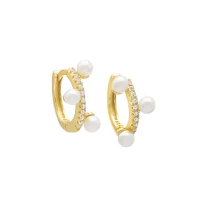 Pavé Pearl Scattered Huggie Earring