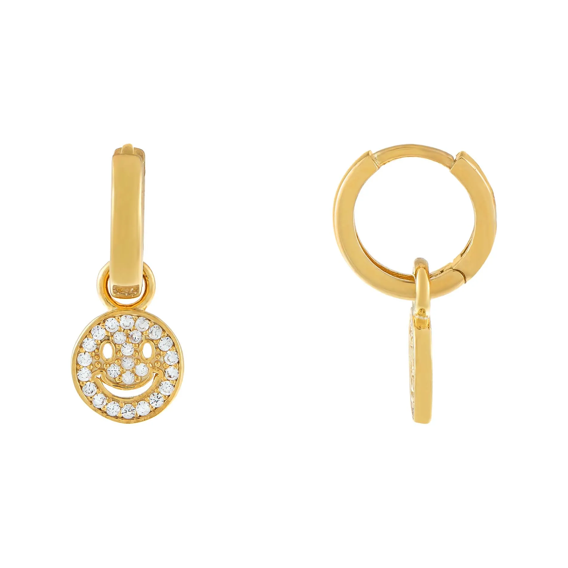 Pavé Smiley Face Huggie Earring