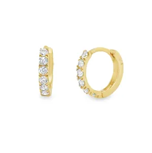 Pave Cubic Zirconia Huggie Hoop Earrings