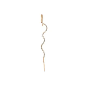 Pave Diamond Wave Needle Earring