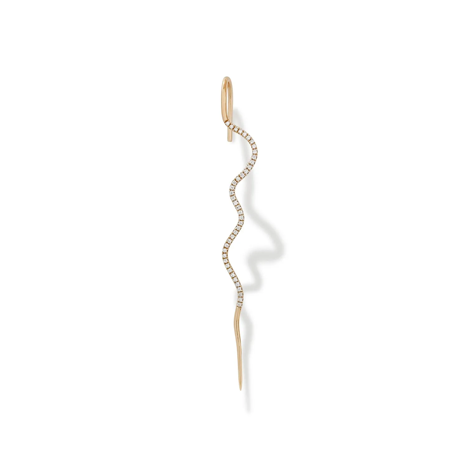Pave Diamond Wave Needle Earring