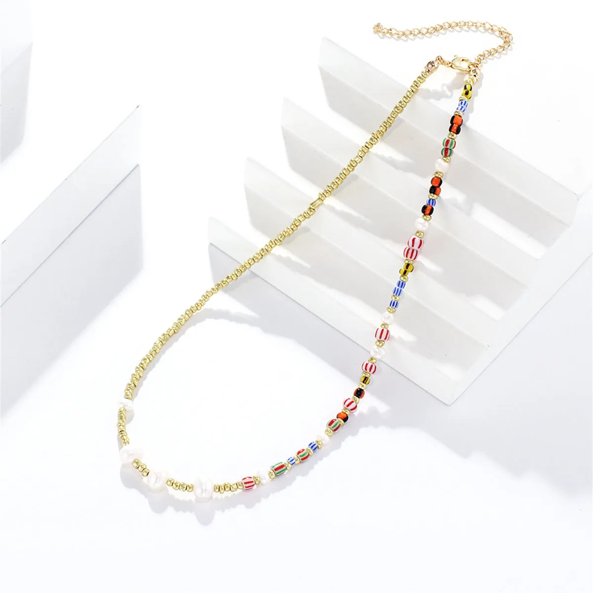 Pearl & Acrylic 18K Gold-Plated Bead Chain Necklace