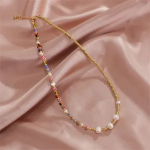 Pearl & Acrylic 18K Gold-Plated Bead Chain Necklace