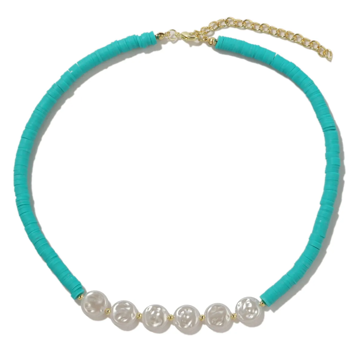 Pearl & Green Polymer Clay 18K Gold-Plated Beaded Necklace