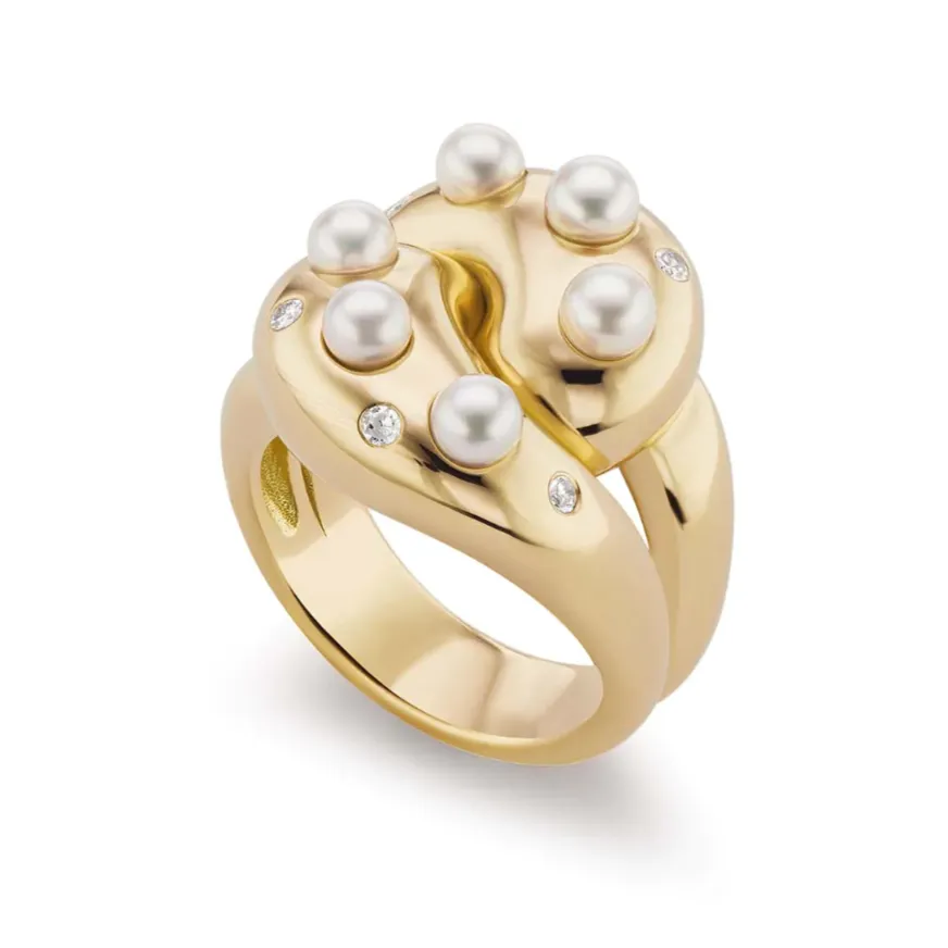 Pearl and Diamond Knot Ring