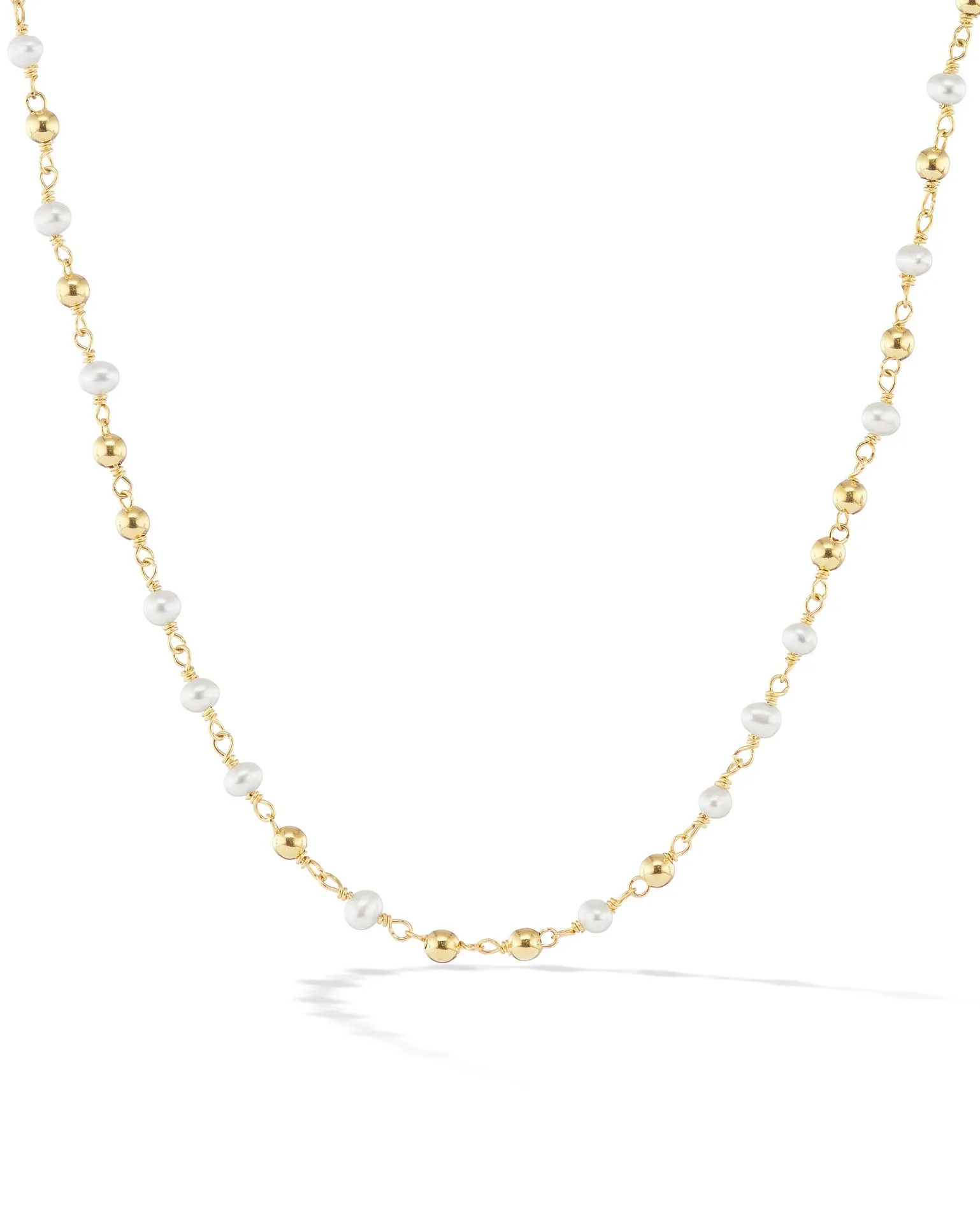 Pearl and Gold Bead Necklace