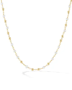 Pearl and Gold Bead Necklace