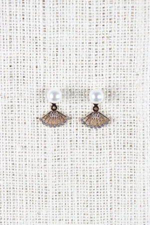 Pearl Fan Ear Jacket Earrings