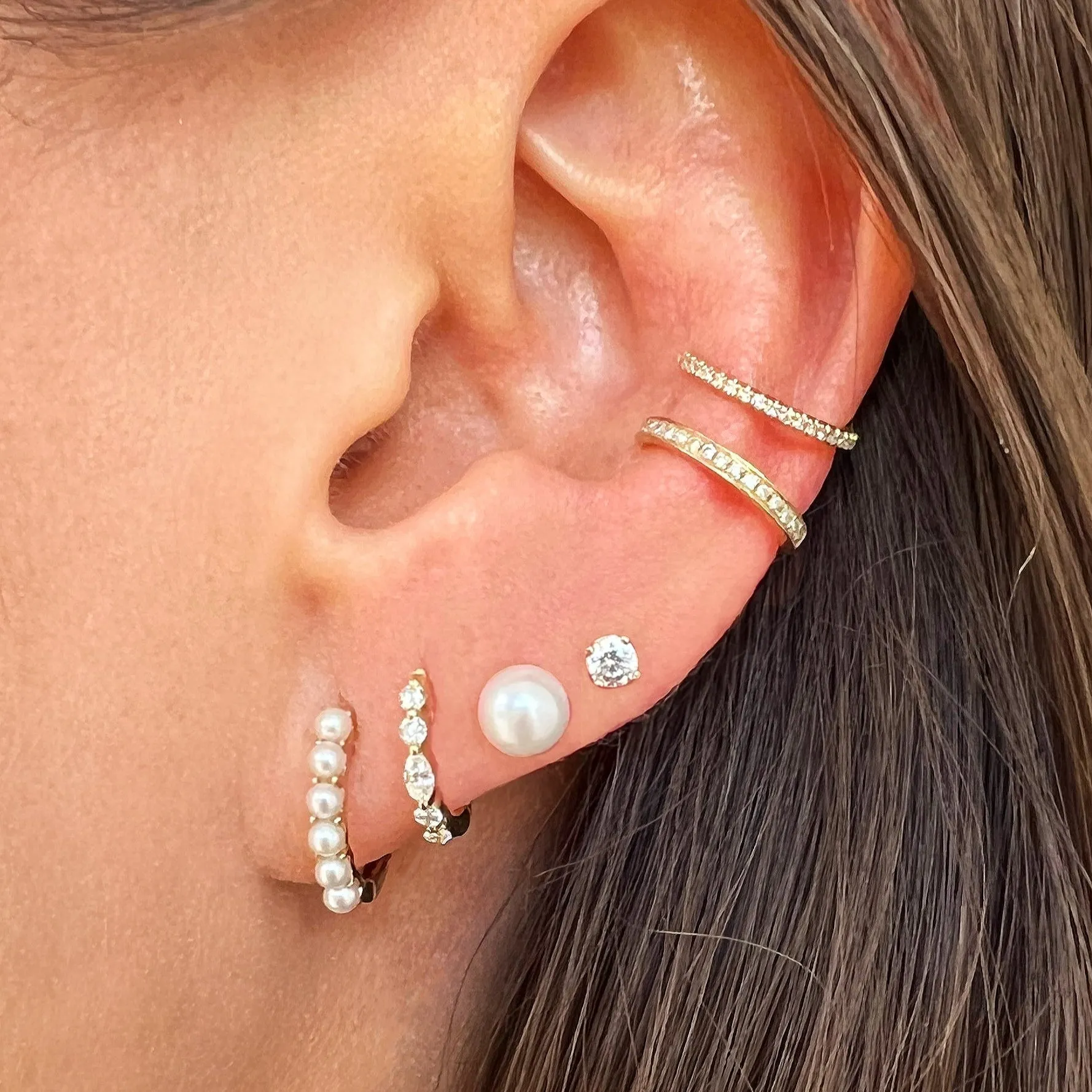 Pearl Huggie Earrings