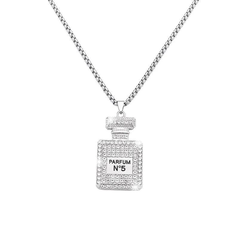 Perfume Bottle Pendant Necklace For Women Party Jewelry